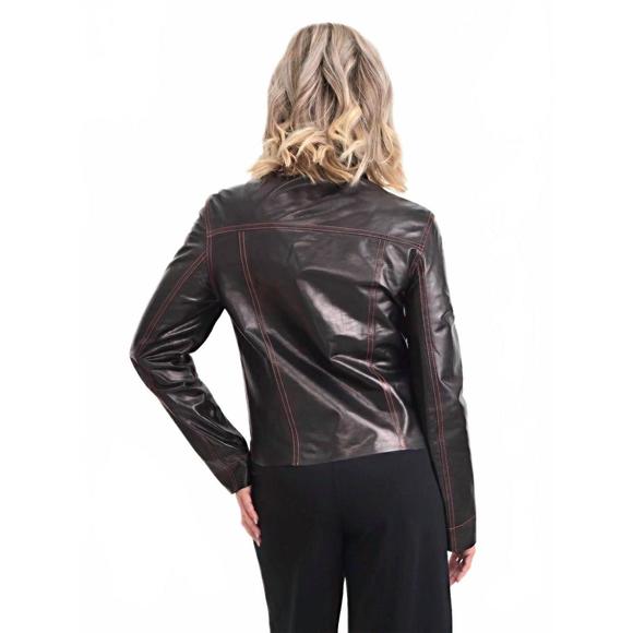 NEW BLU ICE crop stiched leather jacket in black